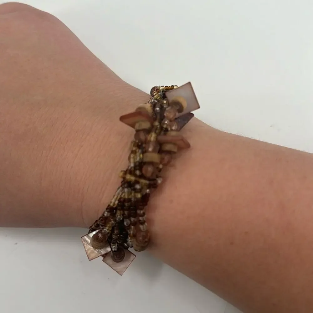 Brown whimsygoth beaded stretchy bracelet